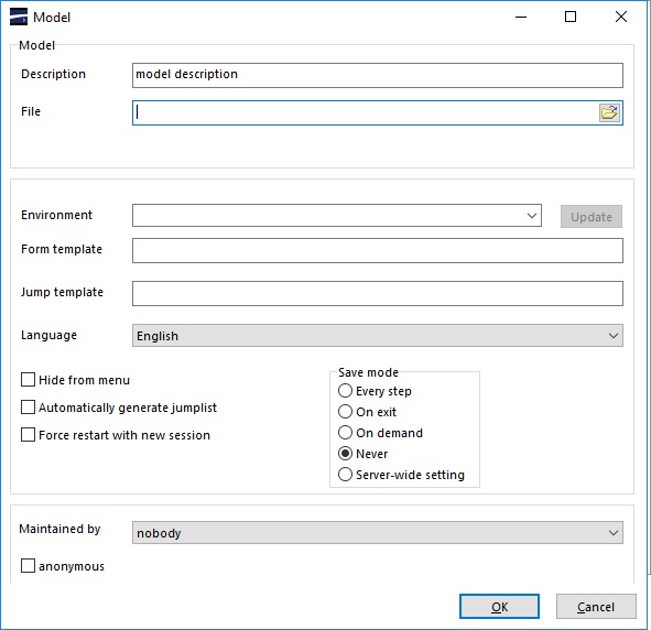 Model dialog